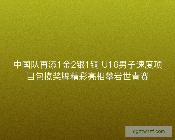 中国队再添1金2银1铜 U16男子速度项目包揽奖牌精彩亮相攀岩世青赛