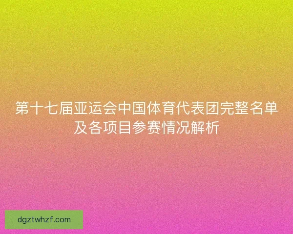 第十七届亚运会中国体育代表团完整名单及各项目参赛情况解析